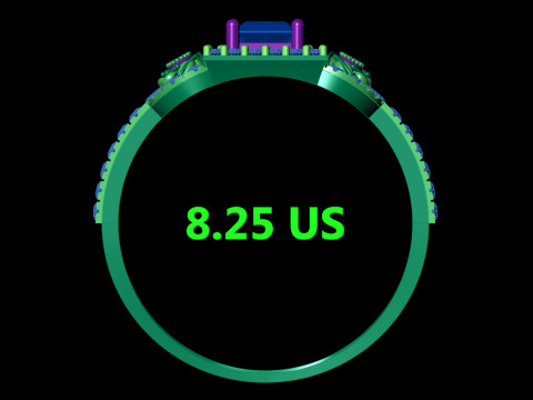 错综复杂的三石簇戒指公主光环密镶 STL CAD 文件 3D 打印模型