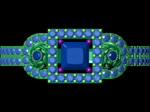 错综复杂的三石簇戒指公主光环密镶 STL CAD 文件 3D 打印模型