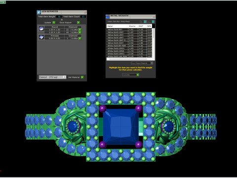 错综复杂的三石簇戒指公主光环密镶 STL CAD 文件 3D 打印模型