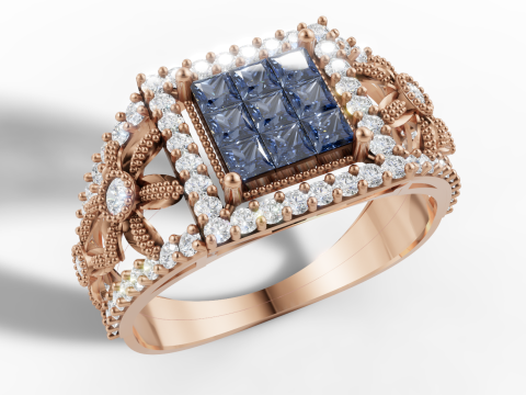 Unsichtbarer Set-Clusterring mit breitem Blumenschaft, CAD zum Drucken 3D Druckmodell