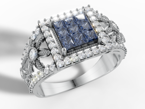 Unsichtbarer Set-Clusterring mit breitem Blumenschaft, CAD zum Drucken 3D Druckmodell