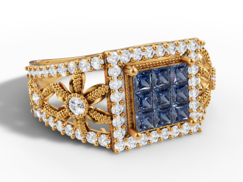 Unsichtbarer Set-Clusterring mit breitem Blumenschaft, CAD zum Drucken 3D Druckmodell