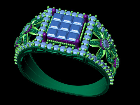 인쇄용 보이지 않는 세트 클러스터 링 와이드 꽃 생크 CAD 3D 프린트 모델