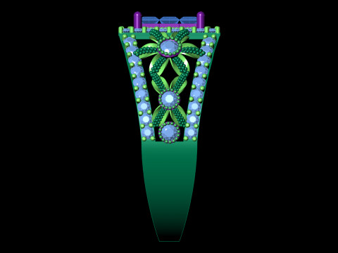인쇄용 보이지 않는 세트 클러스터 링 와이드 꽃 생크 CAD 3D 프린트 모델
