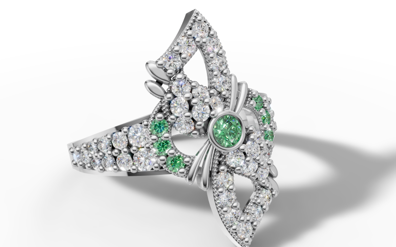 Wide Pave Butterfly Ring Ornate Bow Tie CAD for Printing 3D Print Model .c4d .max .obj .3ds .fbx .stl .blend