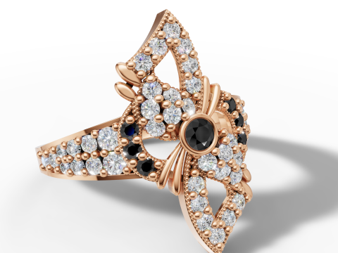 Wide Pave Butterfly Ring Ornate Bow Tie CAD for Printing 3D Print Model