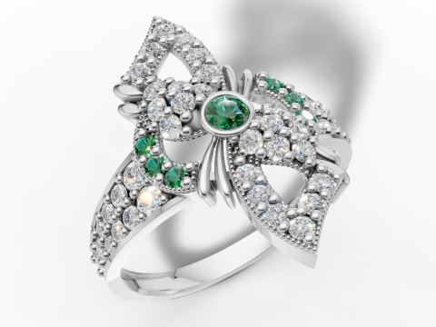 Wide Pave Butterfly Ring Ornate Bow Tie CAD for Printing 3D Print Model