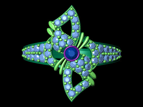 Wide Pave Butterfly Ring Ornate Bow Tie CAD for Printing 3D Print Model