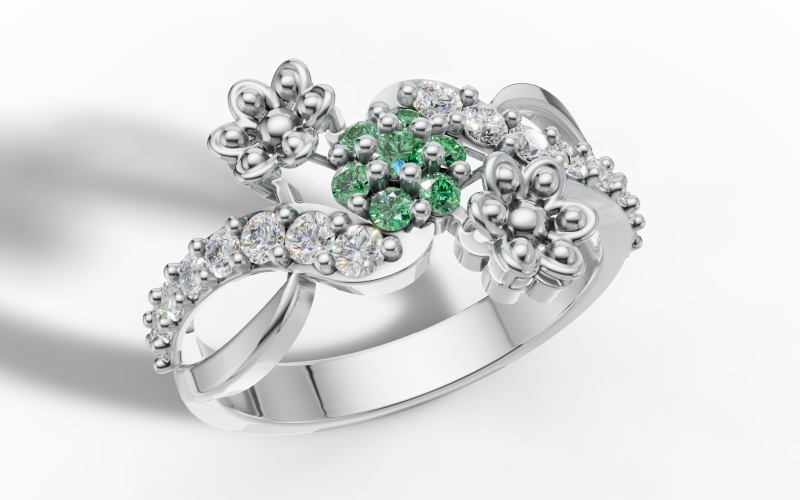 Arquivo floral assimétrico do anel de cluster orgânico Bypass Shank STL CAD Modelo de Impressão 3D .c4d .max .obj .3ds .fbx .stl .blend