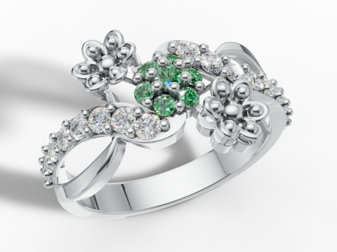 Archivo CAD STL de vástago de derivación orgánico de anillo de racimo floral asimétrico Modelo de impresión 3D