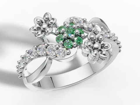 Asymetryczny kwiatowy pierścień klastra Organiczny trzpień obejściowy STL CAD Model do druku 3D