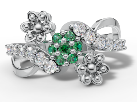 Arquivo floral assimétrico do anel de cluster orgânico Bypass Shank STL CAD Modelo de Impressão 3D