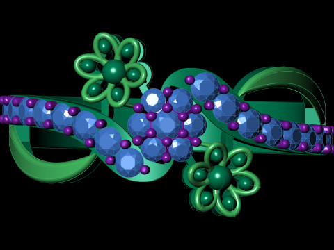 Arquivo floral assimétrico do anel de cluster orgânico Bypass Shank STL CAD Modelo de Impressão 3D