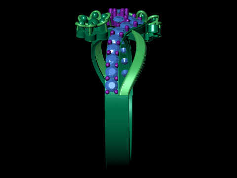 Arquivo floral assimétrico do anel de cluster orgânico Bypass Shank STL CAD Modelo de Impressão 3D
