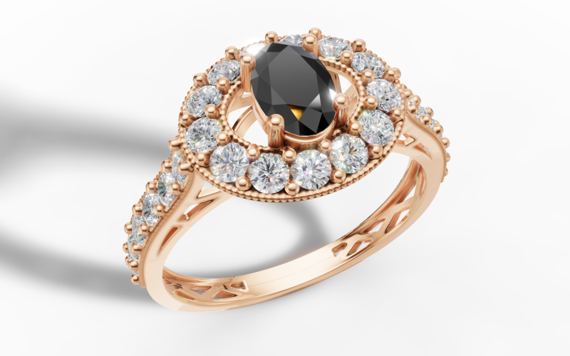 Oval Halo Ring Vintage Milgrain Shank STL CAD for Printing 3D Print Model .c4d .max .obj .3ds .fbx .stl .blend 