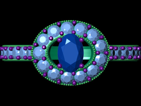 Oval Halo Ring Vintage Milgrain Shank STL CAD for Printing 3D Print Model