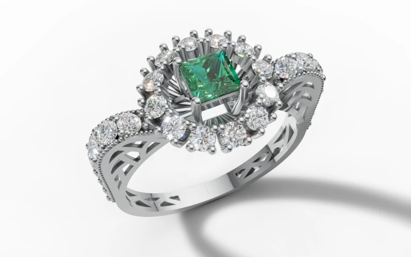 Princess Starburst Cluster Ring Filigran Pave Shank STL CAD Datei 3D Druckmodell .c4d .max .obj .3ds .fbx .stl .blend 