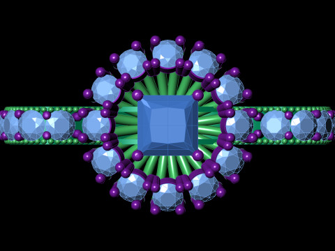 File CAD STL dell'anello Princess Starburst Cluster in filigrana con gambo pavimentato Modello di stampa 3D