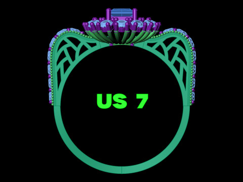 File CAD STL dell'anello Princess Starburst Cluster in filigrana con gambo pavimentato Modello di stampa 3D