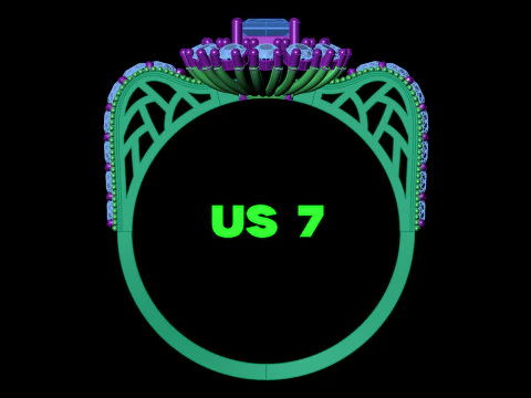 Princess Starburst Cluster Ring Filigran Pave Shank STL CAD Datei 3D Druckmodell