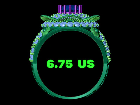 Fancy Flower Cluster Ring Big Stone Openwork Band STL CAD File 3D Print Model