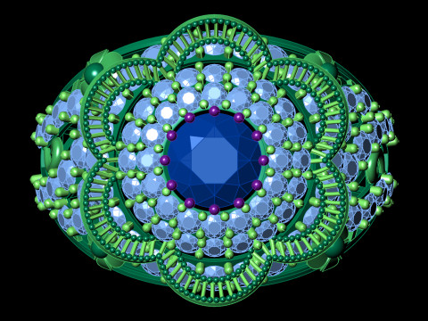 Fancy Flower Cluster Ring Big Stone Opengewerkte Band STL CAD-bestand 3D printmodel