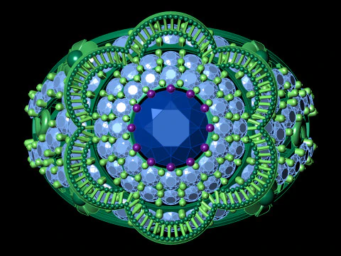 Fancy Flower Cluster Ring Big Stone Openwork Band STL CAD File 3D Print Model