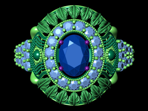 Duży owalny pierścień Halo Szczegółowy projekt liścia Plik STL CAD Model do druku 3D