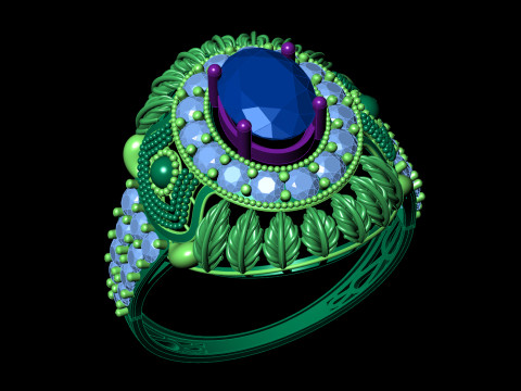 Duży owalny pierścień Halo Szczegółowy projekt liścia Plik STL CAD Model do druku 3D