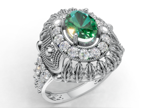 Duży owalny pierścień Halo Szczegółowy projekt liścia Plik STL CAD Model do druku 3D