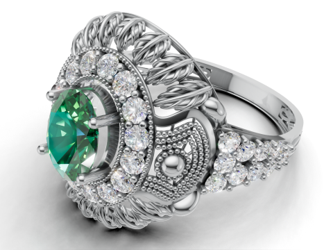 Duży owalny pierścień Halo Szczegółowy projekt liścia Plik STL CAD Model do druku 3D