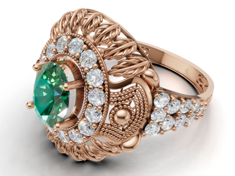 Duży owalny pierścień Halo Szczegółowy projekt liścia Plik STL CAD Model do druku 3D