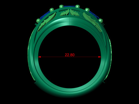 File CAD STL con gambo inciso personalizzato con triplo anello in pietra ovale grande Modello di stampa 3D