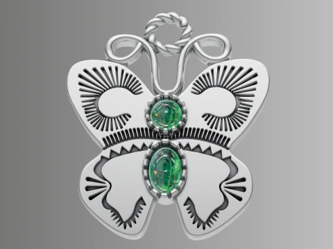 Indianer Schmetterling Anh&auml;nger Cabochon Stein Charm STL CAD Datei 3D Druckmodell
