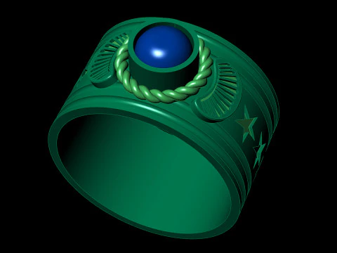 Star Engraved Mens Ring Wide Band Signet Ring STL CAD File 3D Print Model