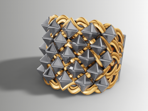 File CAD STL Pita Tenun Lebar Cincin Kancing Piramida Besar Model Cetak 3D