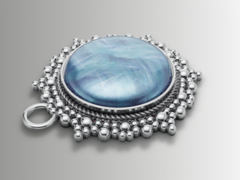 Big Pendant Bubble Border Rope Bezel Native American Style 3D Print Model