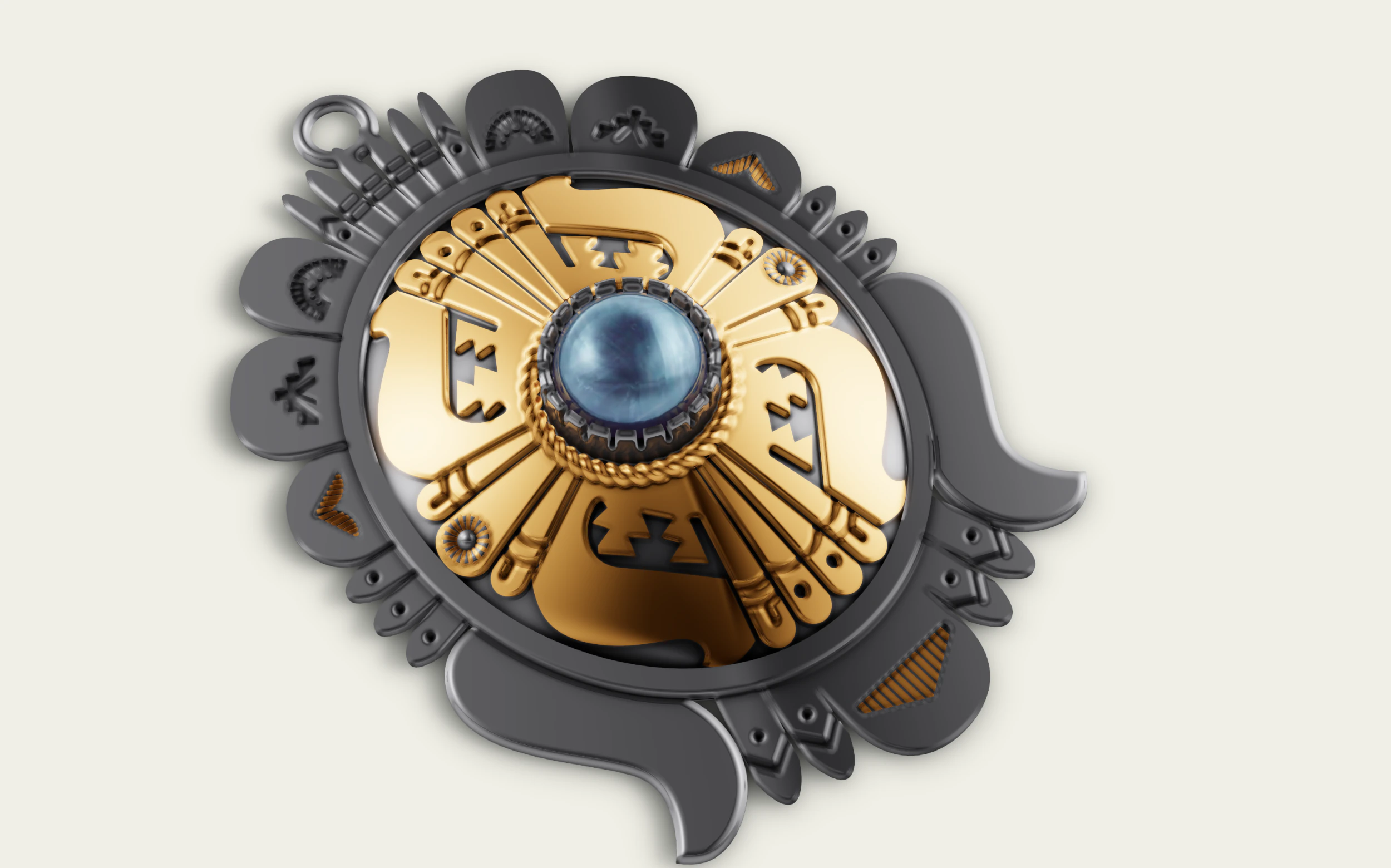 Tribal Medallion Pendant STL CAD File 3D Print Model .c4d .max .obj .3ds .fbx .stl .blend 