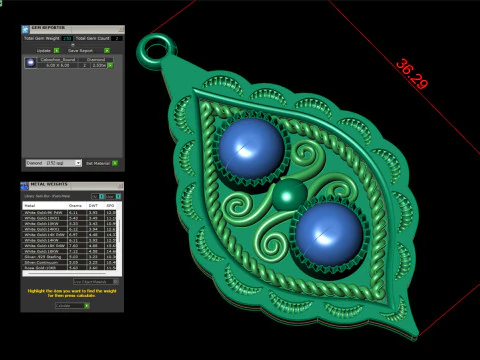 Two Stone Leaf Eye Drop Pendant Native American Jewelry 3D Print Model