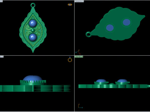 Two Stone Leaf Eye Drop Pendant Native American Jewelry 3D Print Model