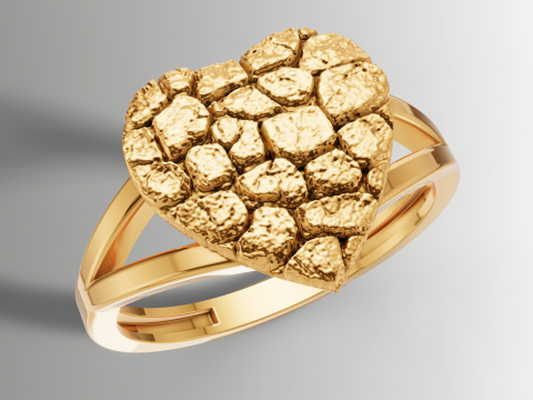 Anel de coração de pepita Anel de coração de pepita 3dm STL Modelo de Impressão 3D