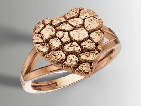 Nugget Heart Ring Nugget Ring Heart Ring 3dm STL 3D Print Model