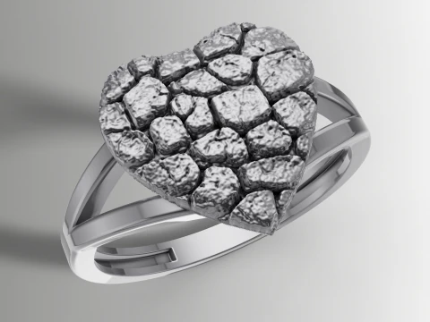 Nugget Heart Ring Nugget Ring Heart Ring 3dm STL 3D Print Model