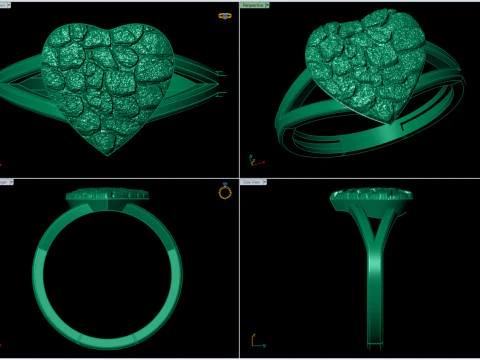 Nugget Heart Ring Nugget Ring Heart Ring 3dm STL 3D Print Model
