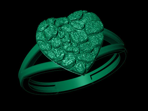 Nugget Heart Ring Nugget Ring Heart Ring 3dm STL 3D Print Model
