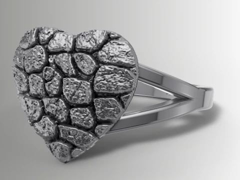 Nugget Heart Ring Nugget Ring Heart Ring 3dm STL 3D Print Model
