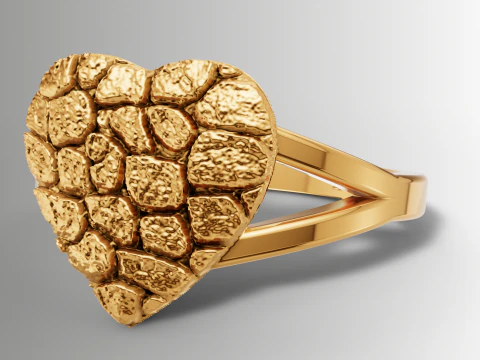 Nugget Heart Ring Nugget Ring Heart Ring 3dm STL 3D Print Model