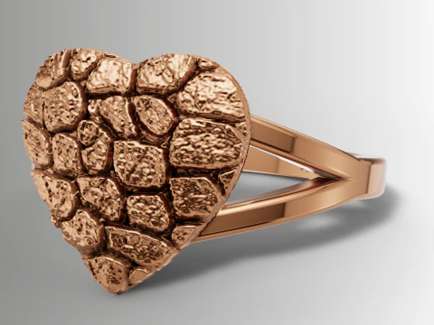 Nugget Heart Ring Nugget Ring Heart Ring 3dm STL 3D Print Model