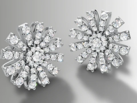 Two Stone Leaf Drop Dangle Earring STL CAD File 3D Print Model