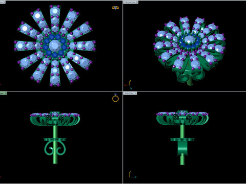 Висяча сережка з двома кам’яними листочками STL CAD-файл 3D Принт Модель